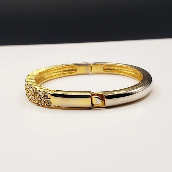 Rhinestone Row Bar Bangle Tennis Bracelet - Picture 4 of 10